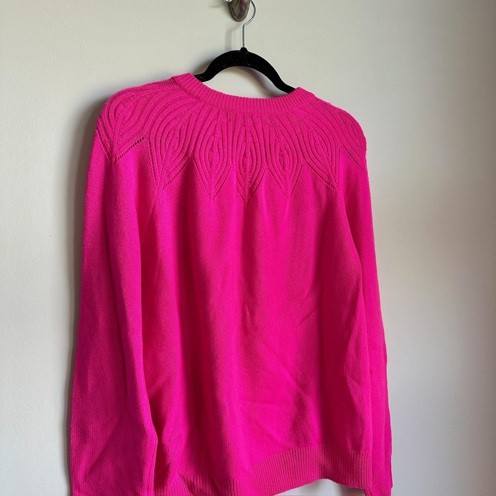 Charter Club Cashmere Sweater Womens Medium Hot‎ Pink Pearl Embellished NWT - Picture 10 of 11